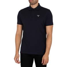 Barbour Polo's Barbour Mens Tartan Placket Polo Shirt Navy