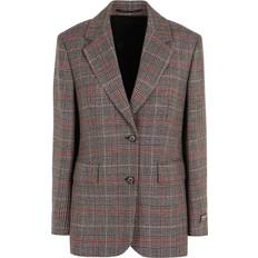 Prada Tøj Prada Single-Breasted Prince Of Wales Check Blazer - Ebony