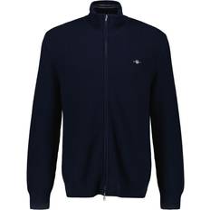 Cotone - Uomo Cardigan Gant Cardigan con zip Micro Textured - Bleu