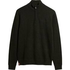 Superdry Man Tops Superdry Essential Embroidered Knitted Half Zip Jumper, Dark Moss Marl