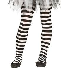 Elastane Pantyhoses Fiestas Guirca Kids Black White Striped Tights Halloween Costume - Black/White