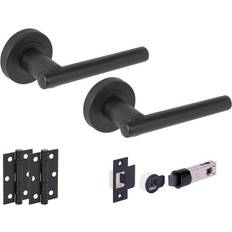 Leader Solus Round Rose Lever Door Handle Set - Matt Black (341538)