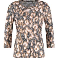 Gerry Weber Kläder Gerry Weber Tshirt 3/4 Sleeve Dam Kortärmade T-shirts Från Magasin Black/camel Leopard Print