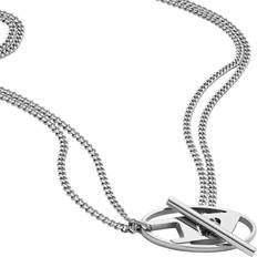 Grey Necklaces Diesel Collier chaîne en acier inoxydable Colliers Mixte Gris argenté UNI