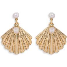 Orecchini Lunghi Ettika Scallop Shell Earrings with Cultured Freshwater Pearls