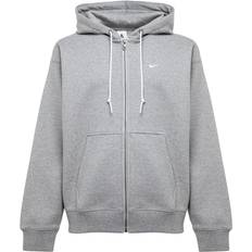 Nike Solo Swoosh Men's Full Zip Hoodie - Dark Grey Heather/White