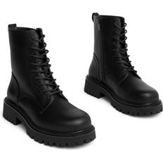 Clou Svarta Randy Varmfodrade boots med snörning Dragkedja på insidan