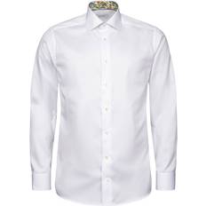 Eton Men Clothing Eton Mens White Signature Geometric-weave Slim-fit Cotton-twill Shirt WHITE