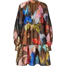 Stine Goya Tier Voluminous Cloqu's Satin Mini Dress - Brown