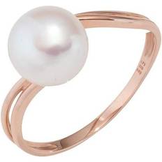 14k - Roségold Ringe Jobo Damen Ring 585 Gold Rotgold mit Perle Goldring Perlenring