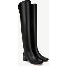 Synthetic Leather High Boots Franco Sarto Novara Over The Knee Boot (Black Faux Leather) Round Toe