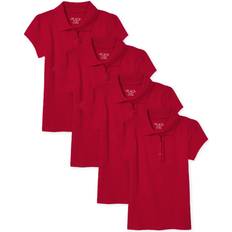 The Children's Place Girls' Pack Short Sleeve Ruffle Pique Polo, Ruby, (Plus)