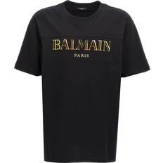 Balmain 3XL T-skjorter Balmain Black Vintage Embroidered T-shirt EAH NOIR/MULTICO