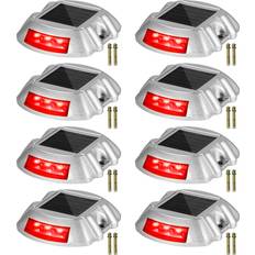 Garden & Outdoor Environment VEVOR Driveway Lights 8-Pack Waterproof Wireless 6 LEDs Bright Red