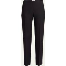 Silk Pants The Row Vesco Straight-Leg Ankle Wool Pants BLACK