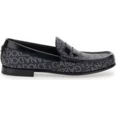 Dolce & Gabbana Men Loafers Dolce & Gabbana Allover Logo Leather Loafers