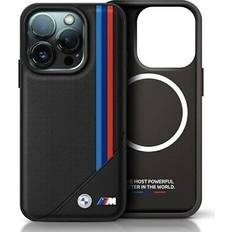 BMW Case iphone 16 pro max black ribbed tricolor logo metal magsafe