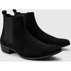 Mens Faux Suede Cuban Boot Black