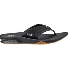 Reef Men's Fanning Flip Flops, 17, Black/Silver