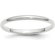 Quality Gold WHR020-8 14K 2mm White Half-Round Wedding Band