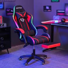 Gaming Chairs Hoffree Gaming Chair Massage with LED RGB Lights and Footrest Ergonomic Computer Chair High Back Video Game Chair with Adjustable Lumbar Support Linkage Armrest Red and Black