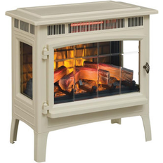 Beige Fireplaces Vasagle 24"W Electric Infrared Quartz Fireplace Stove w/ 3D Flame Effect in Cream Wayfair