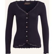 Dam - Silke/Siden Koftor Rosemunde Silk Cardigan Regular Ls W/rev Vintage Lace Cardigans - Blue