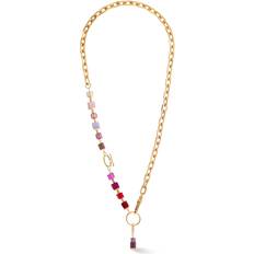 Coeur de Lion Halsband Coeur de Lion Gold Cube Fusion Red Charm Necklace 47.5cm