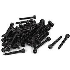 Building Materials DealMux 5mm x 35mm Carbon Steel Hex Head Self Tapping Screws Black 50 Pcs