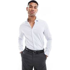 ASOS DESIGN Slim Shirt With Cutaway Collar - White/Blue Stripe