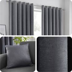Curtains & Accessories Fusion Strata Woven Eyelet Lined Curtains 46 x 54 Inch 100% Polyester W117 cm (46") x 54"