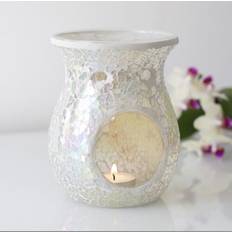 Glass Wax Melt White Iridescent Glass Flared Oil Burner H14 Cm Wax Melt