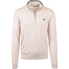 Fred Perry Merino-Cotton Half-Zip Sweater beige