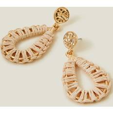 Natural Earrings Accessorize Teardrop Raffia Wrap Earrings Natural One