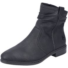 Rieker Ankle Boots Rieker damen stiefelette reißverschluss raffung 71675 Schwarz