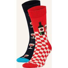 Multifargete - Unisex Undertøy Happy Socks Strømper 2P Wine Gift Set Blå/Rød bomull 36/40