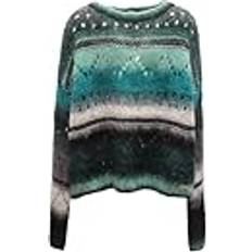 Bleu Pulls en Tricot Liu Jo Pull-over - Turquoise/Bleu Cyan/Anthracite/Gris Clair