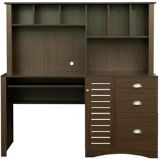 SlickBlue Walnut Home Office Computer With Hutch & x 2013 - Brown (23) Writing Desk