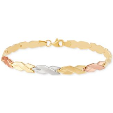 Macy's Bracelets Macy's Satin & Polished Stampato Link Bracelet in 10k Tricolor Gold Tri-Color (7 1/4 inches)