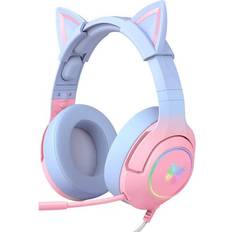 Onikuma Onikuma K9 Gamingheadset Med Avtagbara Kattöron Och LED-ljus - Rosa/Blå