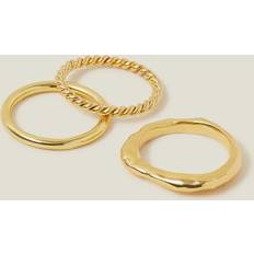 XS Rings Accessorize 3-Pack 14ct Gold-Plated Mixed Rings