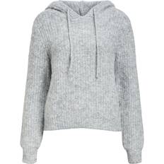 Dame - Skind Sweatere Object Strikket Hoodie Grå