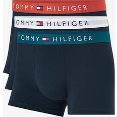 Beige - Men Men's Underwear Tommy Hilfiger Cotton Trunks, Set of 3, Red/Mid Turquoise/White