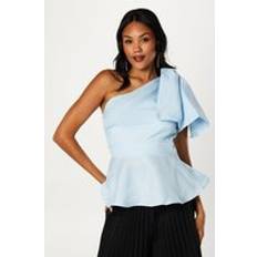 Clothing Coast One Shoulder Statement Bow Top Pale Blue