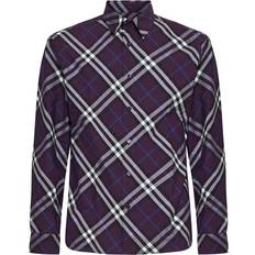 Purple Shirts Burberry Check Cotton Shirt