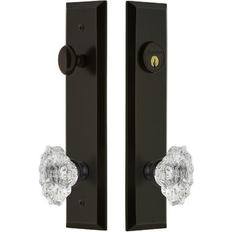 Door Levers Grandeur Fifth Avenue Tall Plate Entry Set w/ Deadbolot and Biarritz Knob 11.0 H x 2.625 W x 2.25 D in Brown 1pcs