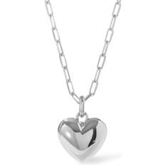 Ana Luisa Lev Puffed Heart Necklace 14K Gold & Silver Heart Chain Necklace Charm Hypoallergenic, Water-Resistant & Tarnish-Free Necklace Chain Pendant Heart Necklace Adjustable Chain Length