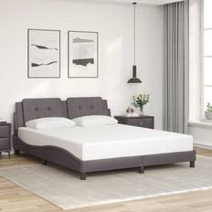 vidaXL Bed Frame With Headboard Bed Black And White 160x200 cm Faux Leather