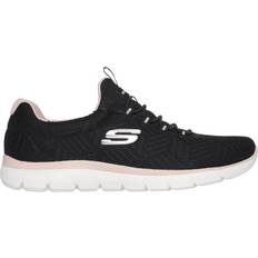 Skechers Multicoloured Shoes Skechers summits vegan womens black pink casual trainers