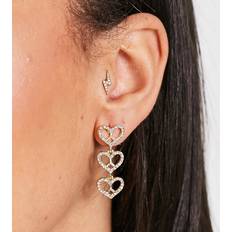 Pieces Øreringe Pieces karat guldbelagte hoop-øreringe med hjertevedhæng Kun hos ASOS